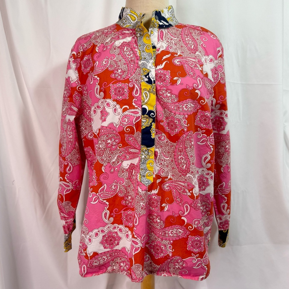 J Crew Vibrant Pink and Red Women's Popover